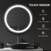 kleankin Round LED Bathroom Mirror, Dimmable Lighted Wall-Mounted Mirror with 3 Temperature Colours, Memory Function, Hardwired, Black