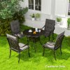 Outsunny Set of 4 Garden Chair Cushions with Backs, 108L x 50W x 5H cm Outdoor Seat Cushions Outdoor Seat Pads with Backrest, Tufted Back, Ties Dining Chair, Charcoal Grey