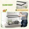 PawHut Turtle Tank, 28L Glass Turtle Aquarium with Basking Platform, Ramp, Easy Drainage, Strip Patch Thermometer, for Small Turtles, 45 x 25 x 29cm