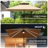 Outsunny 2.5m Cantilever Parasol with Solar Powered LED Lights, Double Top Square Overhanging Garden Parasol with 360 Rotation, Tilt Adjustment, Crank Handle, Khaki