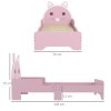 ZONEKIZ Toddler Bed Frame, Kids Bed Cat Design Princess Bed Bedroom Furniture with Guardrails, for 3-6 Years Old, 143L x 74W x 72Hcm - Pink
