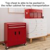 HOMCOM Tool Chest, Metal Tool Cabinet on Wheels with 6 Drawers, Pegboard, Top Chest and Roller Cabinet Combo, 61.6 x 33 x 108cm, Red