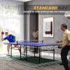 SPORTNOW 9FT Folding Table Tennis Table, Portable Full-Size Ping Pong Table with 4 Wheels, 2 Bats, 3 Balls, Quick Set-Up Indoor Game Table, Blue