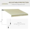 Outsunny 3m x 2.5m Garden Patio Manual Awning Canopy Sun Shade Shelter with Winding Handle Retractable Cream White