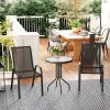 Outsunny 3 Pieces Garden Dining Set, 2 Seater Garden Furniture with High Back Stackable Chairs and Round Glass Top Table, Outdoor Bistro Set for Patio, Black