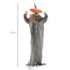 HOMCOM 183cm Orange Classic Clown Outdoor Halloween Decoration, Halloween Animatronic with Sound Activated, Light Up Eyes, Sound Effects, Animated Prop for Haunted House