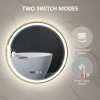HOMCOM 600mm Round Bathroom Mirror with LED Lights, Wall Mounted Backlit Illuminated Bathroom Mirror with Demister, 3 Colours Dimmable, Memory Function, Touch Switch, Time and Temp Display, Gold Tone