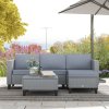 Outsunny 5 Pieces PE Rattan Garden Furniture Set, 4 Seater Garden Corner Sofa Set with Glass Coffee Table, Wicker Outdoor Furniture Set with Cushions for Patio Deck, Grey