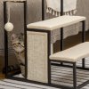 PawHut 3 Steps Dog Stairs, Pet Steps for Cat for Sofa and Bed with Sisal Scratching Board, Hanging Toy Ball, 47 x 45 x 47cm - Cream White