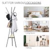 HOMCOM Freestanding Metal Coat Rack Stand 9 Hooks Clothes Tree with 1 Shelf Hat Display Hall Tree Hanger Bag Umbrella Hanging Organiser 