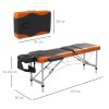 HOMCOM Foldable Massage Bed Portable Table, 3-Section Aluminium Foldable Beauty Couch, Professional Salon Spa Table with Headrest Support and Carry Bag, 60 cm Width, Black and Orange