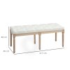 HOMCOM Bedroom End of Bed Bench, 117cm French Vintage Bench with Thick Padding and Wood Legs, Button Tufted Bench for Entryway Living Room Bedroom Decor, Cream White