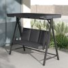 Outsunny 3 Seater Garden Swing Seat with UPF30+ Adjustable Canopy, Swing Chair with Cushion, Outdoor Hammock Bench for Balcony Patio, Dark Grey
