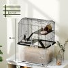 PawHut Hamster Cage, Gerbil Cage 3 Tier with Wheels, Deep Bottom, Ramps, Food Dish, Water Bottle, for Dwarf, Syrian, 57 x 43 x 74cm - Black