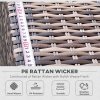 Outsunny 7 Pieces PE Rattan Garden Furniture Set with Thick Padded Cushion, Patio Garden Corner Sofa Sets with Glass Coffee Table and Pillows, Buckle Structure, Grey