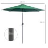 Outsunny 3(m) Garden Parasol Umbrellas, Outdoor Sun Shade with 8 Ribs, Tilt and Crank Handle for Balcony, Bench, Garden, Green