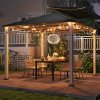 Outsunny 3 x 3(m) Hardtop Gazebo Canopy with Galvanised Metal Roof, Garden Gazebo Permanent Pavilion with Wood Grain Strong Columns and Top Hook for Patio, Deck