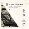 Outsunny 3 Pieces Rattan Bistro Set, Wicker Garden Furniture Set with Round Metal Top Coffee Table and Chairs, Washable Cushions for Outdoor, Patio, Balcony, Black