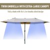 Outsunny 4.6m Garden Parasol Double-Sided Sun Umbrella Patio Market Shelter Canopy Shade Outdoor with Cross Base - Khaki