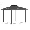 Outsunny 3.6 x 3 (m) Outdoor Polycarbonate Gazebo, Double Roof Hard Top Gazebo with Galvanised Steel Frame, Nettings & Curtains for Garden, Lawn, Patio and Deck