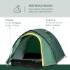 Outsunny Two-Man Camping Tent Dome Tent with Weatherproof Shell, Vestibule & Windows, for Fishing & Hiking, Green and Yellow