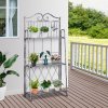 Outsunny 3 Tier Plant Stand Indoor Outdoor, Metal Plant Shelf Flower Display Rack for Potted Plants Garden Balcony Decor, 44 x 25 x 96 cm