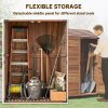 Outsunny Lean-to Small Shed, Tall Wooden Garden Shed with Slatted Bottom, Magnetic Doors, Double Shelves, Outdoor Tool Log Store, 103.5 x 59 x 174.5 cm, Mixed-Brown
