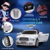 HOMCOM Bentley Mulsanne Licensed Kids Electric Ride On Car 12V Powered Toy Car w/ Remote Control, Music, Horn, Lights, MP3 Slot, Suspension Wheels, for Ages 3-6 Years - White