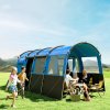 Outsunny 8-Person Camping Tent, Waterproof Family Tent, Tunnel Design, 4 Large Windows, Sleeping Cabins, 3000mm Water Column, Top Hook, Portable with Carry Bag, Blue