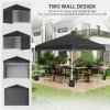 Outsunny 3 x 3 (M) Pop Up Gazebo with 3 Sidewalls, Leg Weight Bags and Wheeled Bag, Height Adjustable Party Tent Event Shelter for Garden, Patio, Black