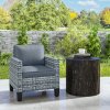 Outsunny Single Seater Rattan Garden Armchair, PE Wicker Rattan Chair with Armrests and Cushions, Garden Chair with Galvanised Steel Frame for Conservatory, Porch, Light Grey