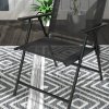 Outsunny Garden Bistro Set, 3 Pieces Table and Chairs Set, Outdoor Garden Furniture with Foldable Breathable Mesh Fabric Armchairs & Glass Top Coffee Table, Black