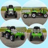 HOMCOM Electric Ride on Tractor 12V Kids Electric Car with Detachable Trailer Remote Control, Music, Horn, Lights, Start-Up Sound, for Ages 3-6 Years - Green