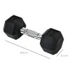HOMCOM Rubber Dumbbell Sports Hex Weights Sets Home Gym Fitness Hexagonal Dumbbells Kit Weight Lifting Exercise (2 x 6kg)