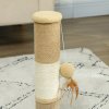 PawHut Cat Scratching Post for Indoor Cats, 47cm Tall Cat Scratcher with Jute Sisal Rope, Hessian fabric, Hanging Toy Ball, Feather, Kitty Climbing Tree with Anti-slip Base, Brown
