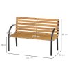 Outsunny Wooden Garden Bench Park Chair 2 Seater Love Seat Chair Outdoor Patio Porch Furniture w/ Sturdy Steel Frame