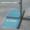 Outsunny 2.7m Cantilever Parasol with Cross Base, Banana Parasol with Crank Handle and 16 Fibreglass Ribs, Round Hanging Patio Umbrella for Outdoor Pool, Garden, Balcony, Grey