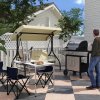 Outsunny Gas Barbecue Grill 3+1 Burner Garden Smoker BBQ Trolley w/ Side Burner Warming Rack Side Shelves Storage Cabinet Piezo Ignition Thermometer Stainless Steel + Metal