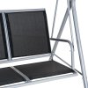 Outsunny 3 Seater Swing Chair, Garden Swing Bench with Adjustable Tilting Canopy, Breathable Mesh Seat and Heavy Duty Metal Frame for Patio, Yard, Black