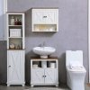kleankin Farmhouse Bathroom Cabinet Wall Mounted, Bathroom Wall Cabinet with Storage Shelves and Cupboard, Ash Wood-Effect