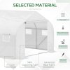 Outsunny Walk-In Polytunnel Greenhouse Warm House Garden Tunnel Shelter Plant Shed with Door and Windows, Galvanised Steel Frame, 3.5 x 3 x 2m, White