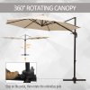 Outsunny 3M Cantilever Parasol, Hanging Garden Umbrella Sun Shade with 360 Rotation, Aluminium Frame, Cross Base, Hand Crank, Beige