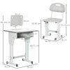 HOMCOM Kids Desk and Chair Set Adjustable Height Study Table Set w/ Drawer, Book Stand, Pen Slot - Grey