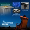 Outsunny Propane Gas Fire Pit Table for Garden, 50000 BTU Smokeless Firepit Outdoor Patio Heater with Waterproof Cover, Glass Screen, Glass Beads and Lid, Wood Effect, 109 x 56 x 63cm, Grey