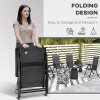 Outsunny Set of 2 Outdoor Wicker Folding Chairs, Patio PE Rattan Dining Armrests Chair set with 7 Levels Adjustable Backrest, for Outdoors, Camping, Grey