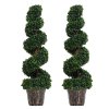 Outsunny Set of 2 Artificial Boxwood Spiral Topiary Trees Potted Decorative Plant Indoor D??cor 120cm