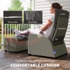 Outsunny 5 Pieces PE Rattan Garden Furniture Set, Wicker Outdoor Furniture Set with Reclining Chairs, Coffee Table, Footstools and Thick Cushions for Balcony, Patio, Charcoal Grey
