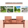 Outsunny 2 Seater Wooden Garden Bench with Convertible Middle Table, Outdoor Three-Seater Bench for Patio, Park, Porch, Orange