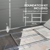 Outsunny 8 x 6ft Plastic Garden Storage Shed with Foundation Kit, Polypropylene Outdoor Storage Tool House with Ventilation Slots and Lockable Door, Light Grey