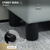HOMCOM Faux Leather Footstool, Small Foot Rest, Rectangle Sofa Stool for Bedroom Living Room, Grey